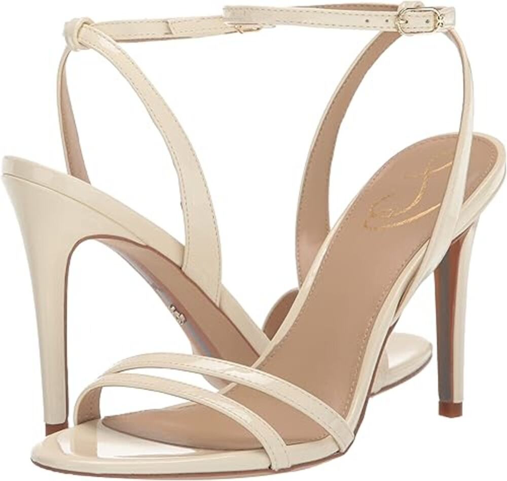 NEW Sam Edelman Gemmie Leather Ankle Strap Stiletto Pump Sandals White Women 7.5